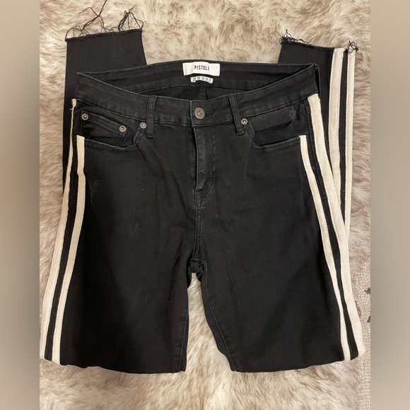PISTOLA black denim with white double piping - Picture 2 of 5